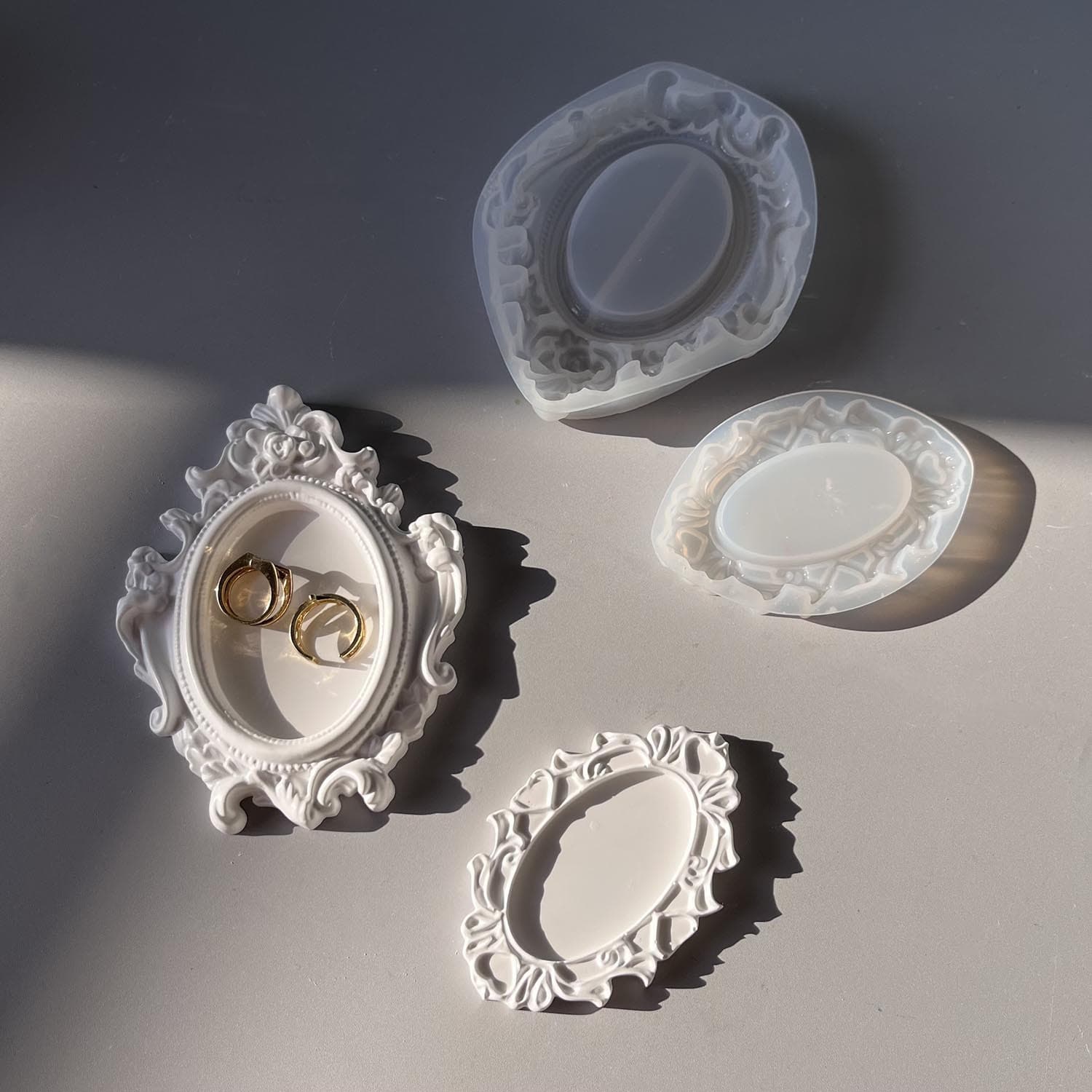 European Style Relief Jewelry Tray Silicone Mold for Earring Plate Storage Dish Gypsum Resin Mold