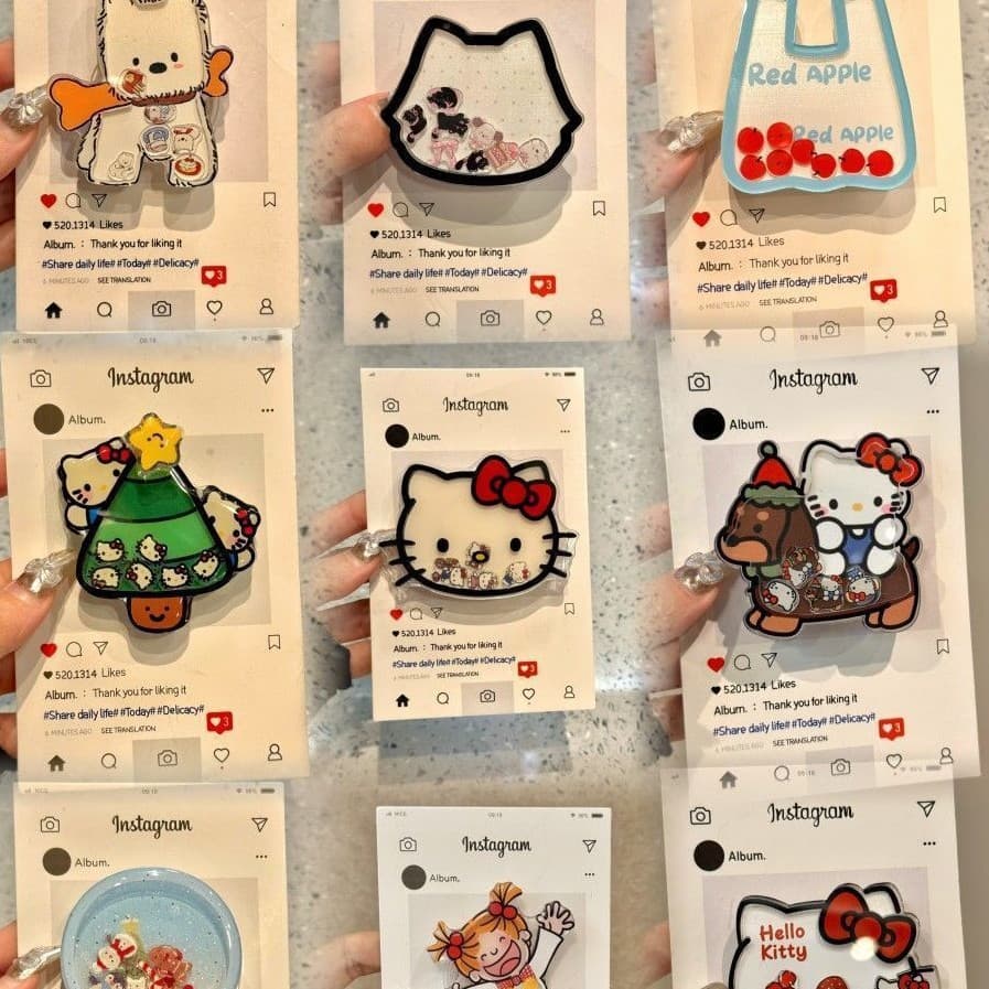 Various Niche Shake-and-Roll Air Cushion Phone Stands, Cartoon Style, Portable Adhesive Type, Cartoon Retractable Air Cushion Stand