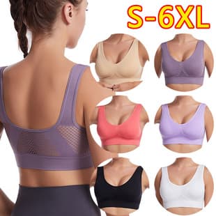 Cross-border Supply Wire-free Hollow Mesh Breathable Sports Bra Shockproof Yoga Running Plus Size Sports Underwear