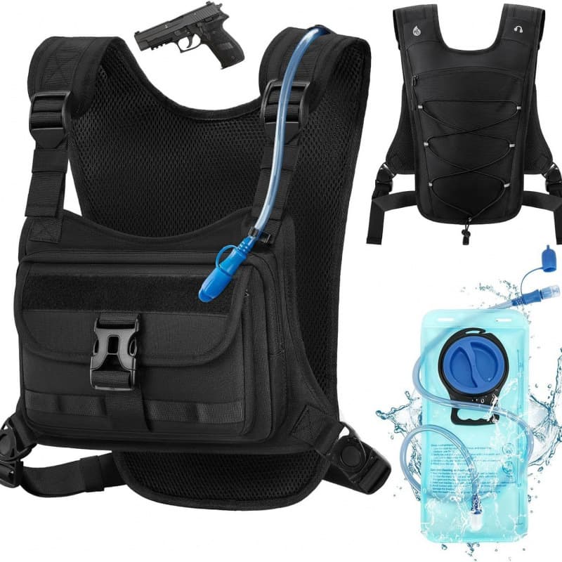 New Cross-Border Men's Outdoor Tactical Chest Bag Multifunctional Vest Sports Running Vest Bag with Reflective Strip Cycling Bag