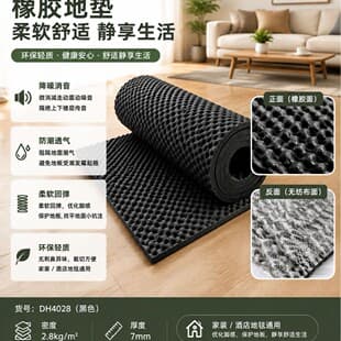Rubber Carpet Underlay for Full Coverage - Rubber Floor Mat, Moisture-Proof & Soundproof, Gym Rubber Mat, Anti-Slip