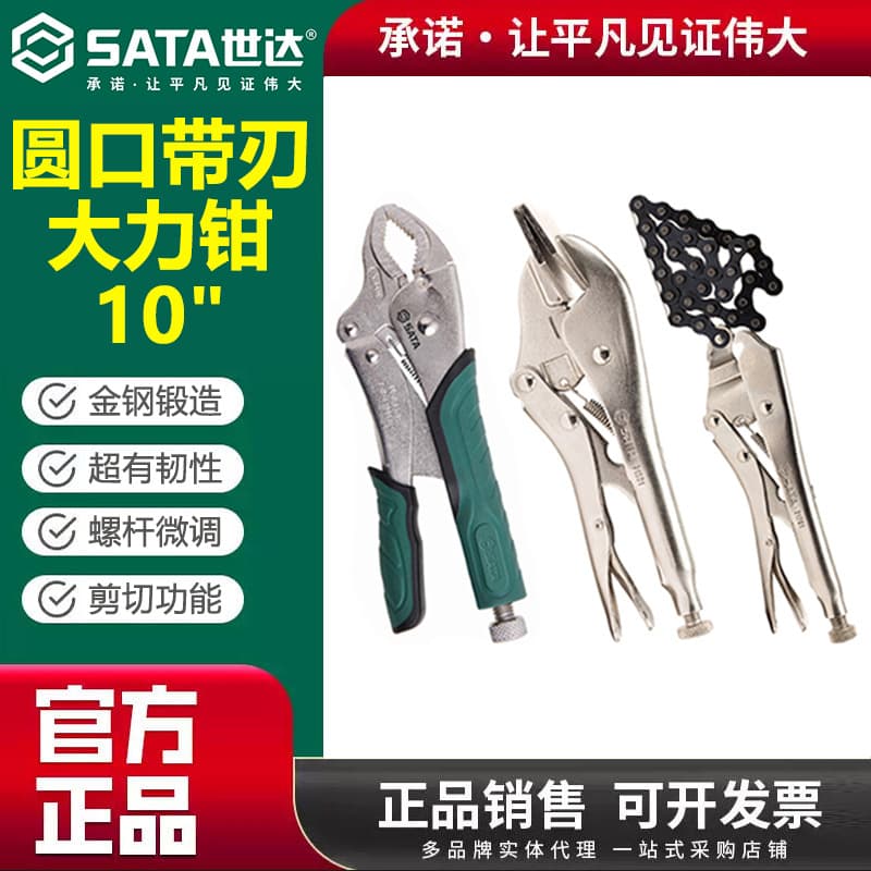 Sata Heavy-Duty Pliers Industrial-Grade Multi-Function Round Nose Needle Nose Straight Jaw Locking Clamp Woodworking Manual Fixing Tool