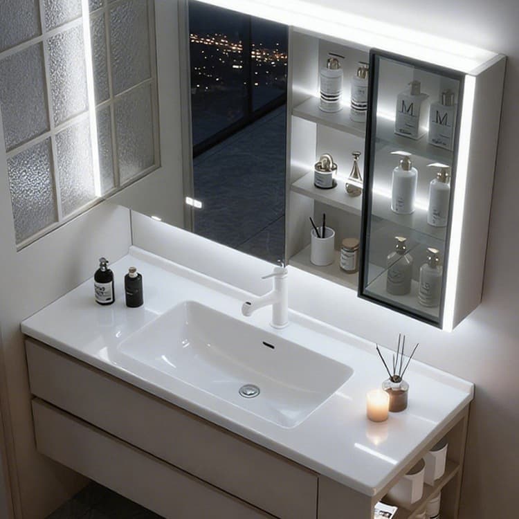 Smart bathroom mirror cabinet door customized sanitary toilet with light aluminum alloy bathroom cabinet door frame replacement customized