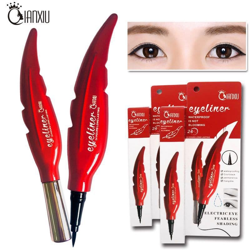 Cross-border Qianxiu Red Feather Eyeliner Pen Waterproof Sweat-proof Non-smudging Black Quick-drying Fine Tip Liquid Eyeliner Makeup