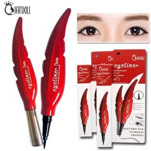 Cross-border Qianxiu Red Feather Eyeliner Pen, Waterproof, Sweat-Resistant, Smudge-Proof, Black Quick-Drying Fine Tip Liquid Eyeliner Cosmetic