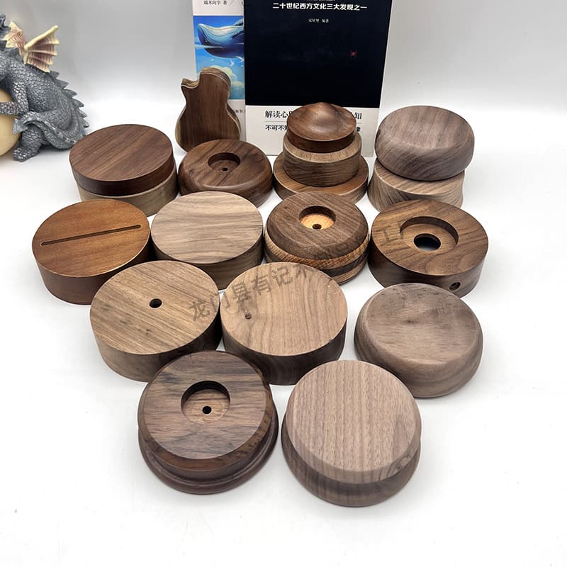 Custom Walnut Lamp Base Charging Touch Control USB Solid Wood Night Light Desktop Craft Illuminated Base
