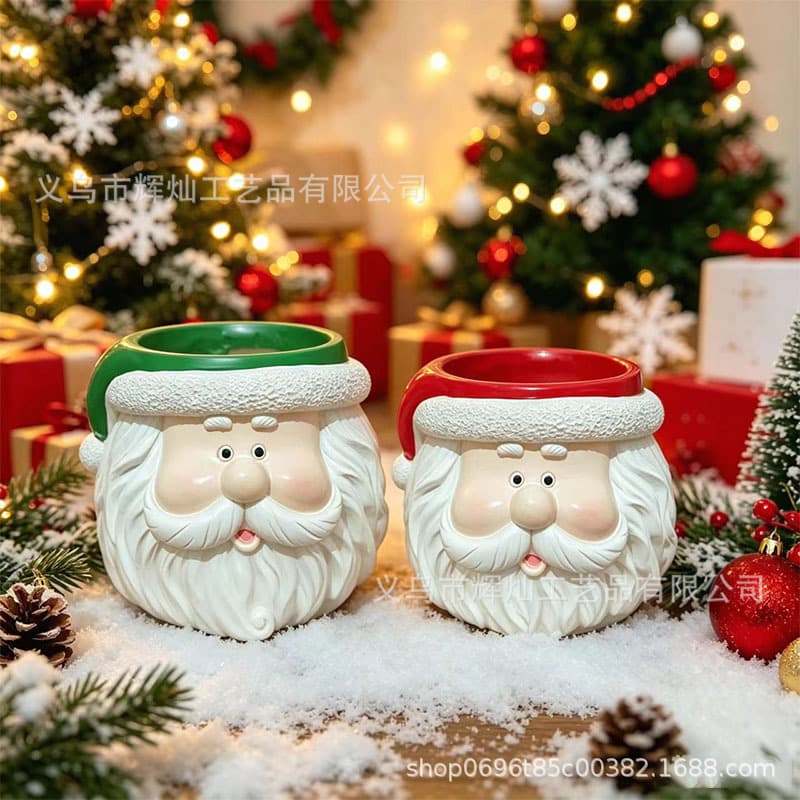 Cross-border new product Christmas resin potted plant storage container ornaments Santa Claus snowman shape holiday desktop decoration