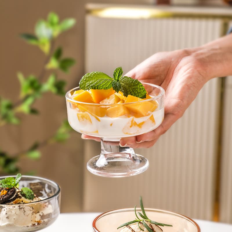 Trendy Ins Ice Cream Cup Glass Stemmed Dessert Cup for Home, Ice Cream Cup, Milkshake Cup, Yogurt Cup, Fruit Cup