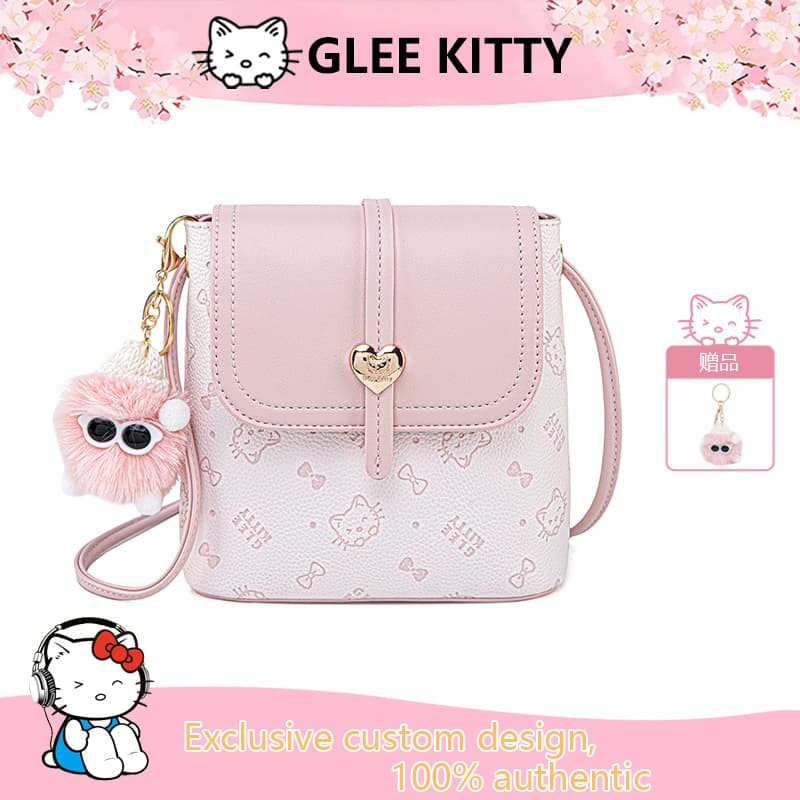 GLEE KITTY Luxury Niche Cute and Youthful 2025 New Women's Handbag - Shoulder Bag with Embossed Design, Crossbody Bag, Bucket Bag