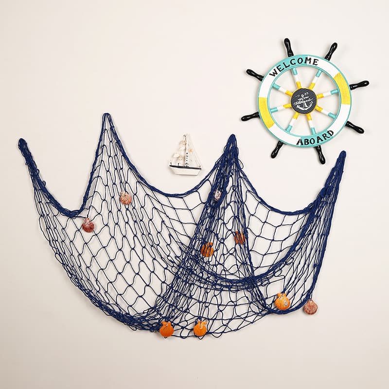 Mediterranean Cotton Rope Fishing Net Wall Hanging, Photography Prop, Aquarium Decor, Kindergarten DIY Photo Wall