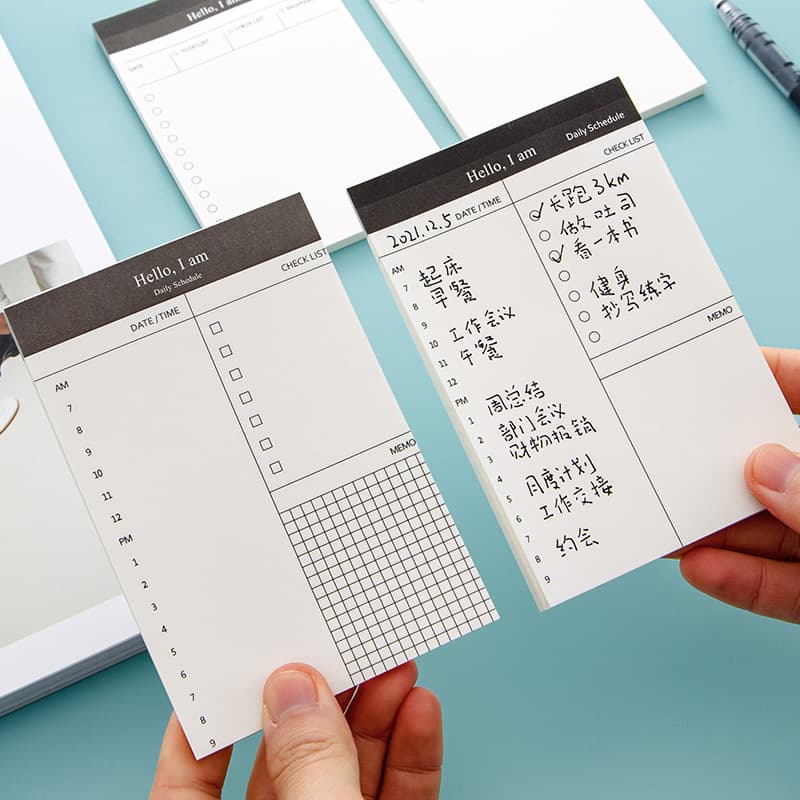 TODO simple note pad, business day plan, office desk schedule, memo pad, tearable notepad