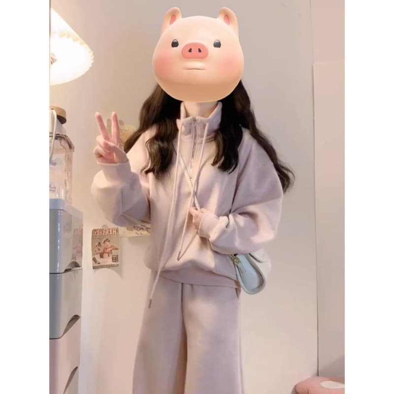 Women's Premium Casual Sportswear Set, Stylish and Age-Defying Loose Fleece Hoodie and Sweatpants Two-Piece Set