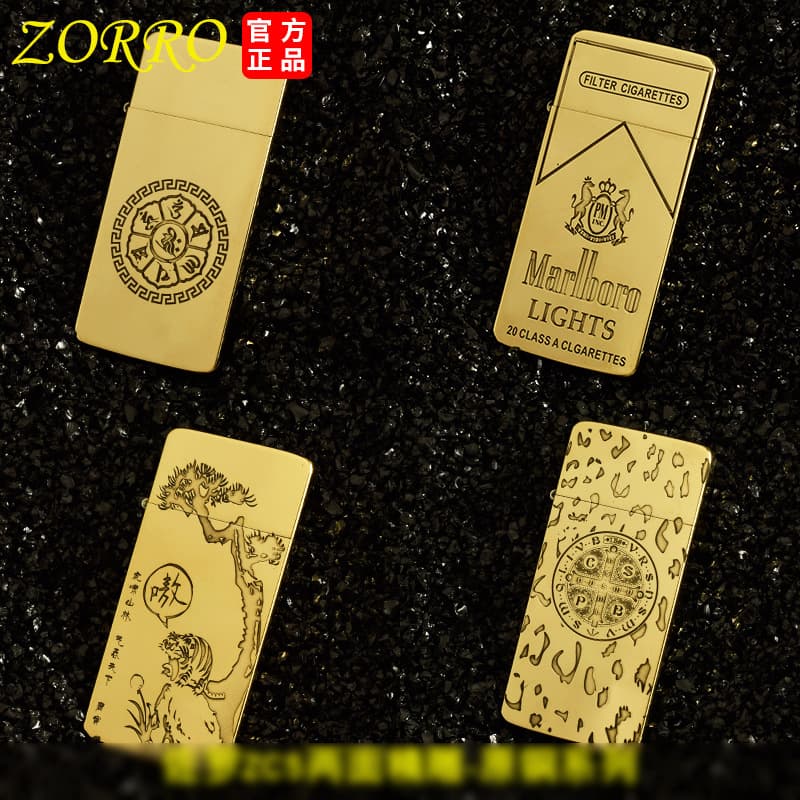 Zorro Kerosene Lighter Zc5 Second Generation Engraved Double-Sided Thin Pattern Flower Blossom Wealthy Design Modified Sketch
