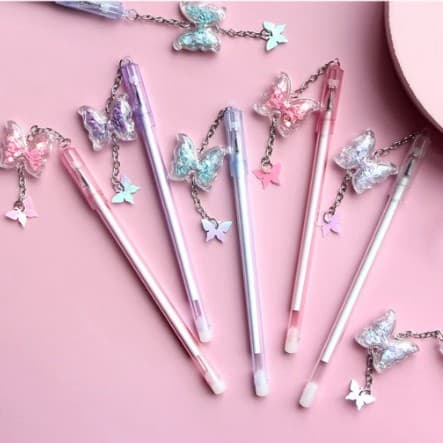 Creative fresh butterfly sequin pendant gel pen office black pen cute student exam writing water-based pen