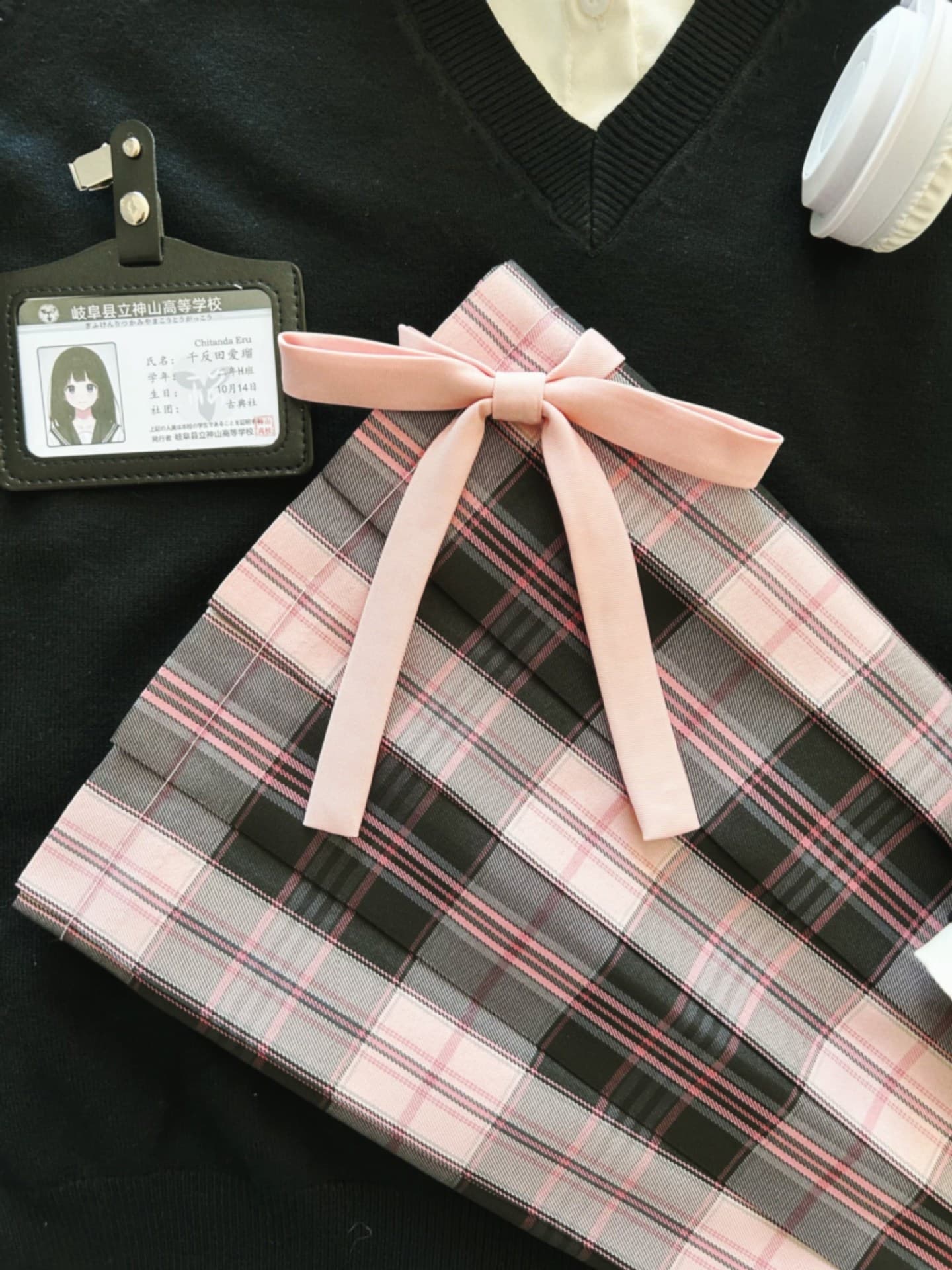 Original uniform [Pink Mist Sea] Autumn and winter black and pink plaid skirt sweet and cool hot girl student Japanese college style skirt