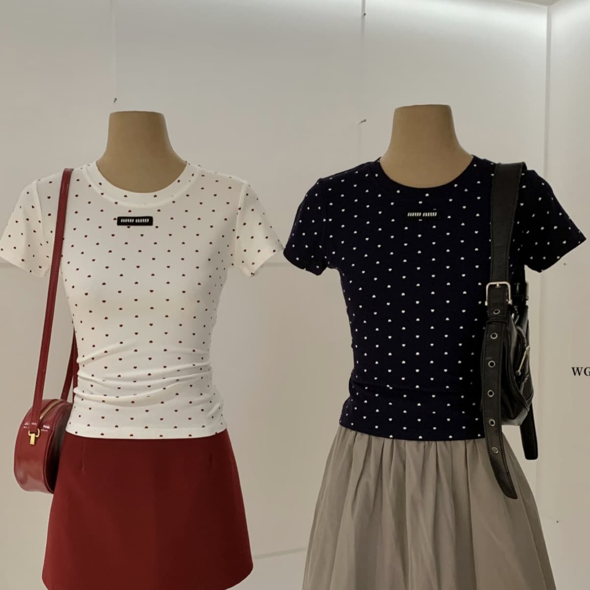 WGWE9955 Guangzhou Thirteen Hong Women's 2026 Summer New Round Neck Polka Dot Regular Shoulder Short Sleeve T-Shirt Thin Top