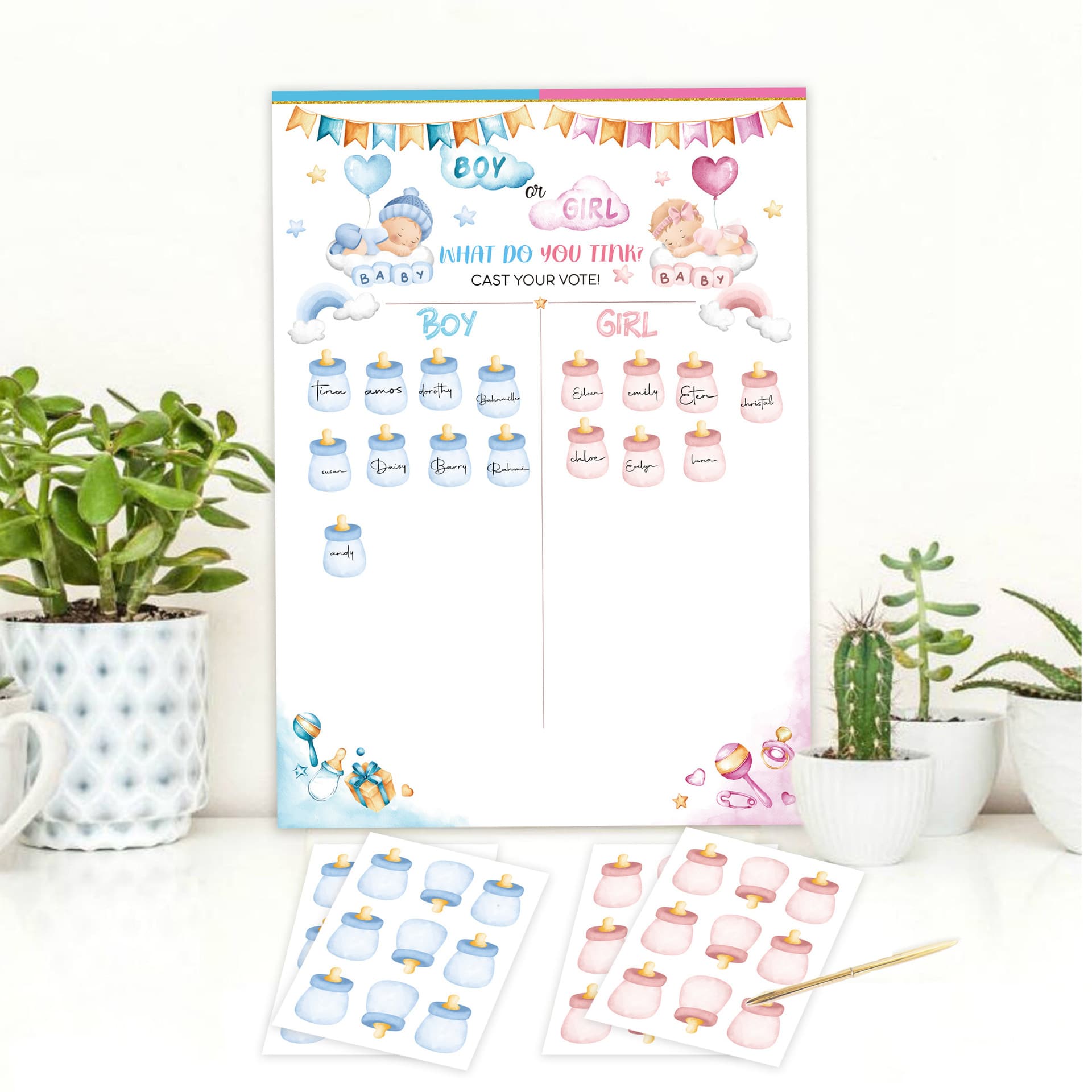 Gender Reveal Amazon Baby Shower Party Game Cards for Birthday Celebration