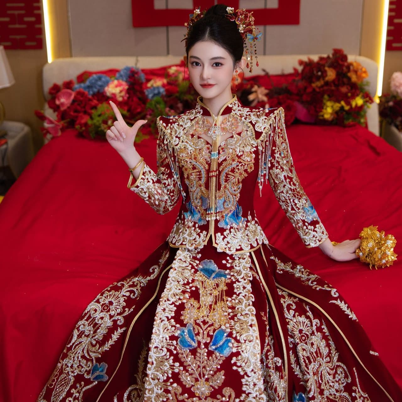 【Lan Wei】2025 New Velvet Xiuhe Suit, Plus-Size Wedding Gown, Banquet Dress, New Chinese Style Dragon and Phoenix Gown