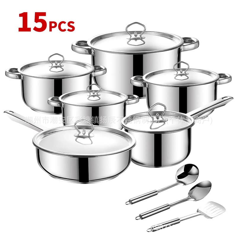 Cross-border foreign trade Amazon manufacturer wholesale stainless steel pot set 15-piece gift pot set e-commerce exclusive