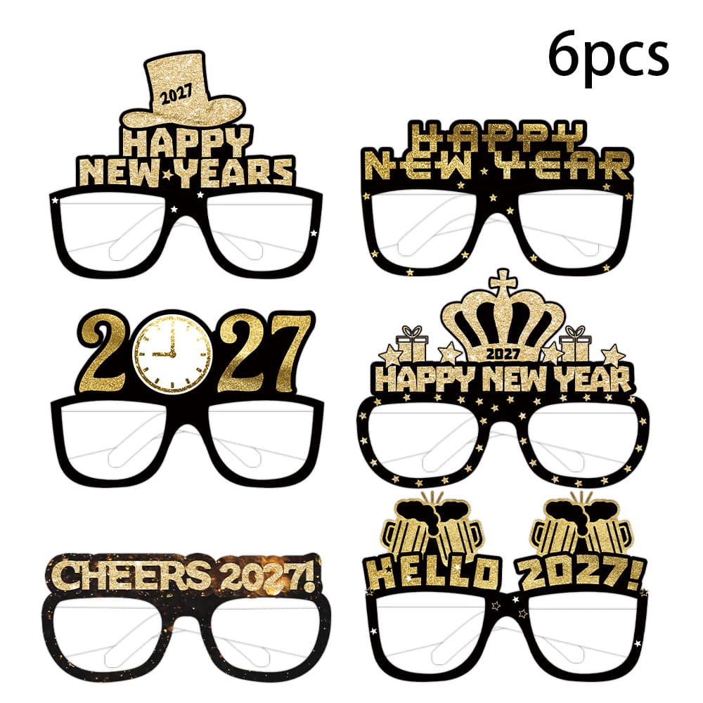 2024 Black New Year Paper 3d Glasses Children's Photography Props Decorations Office Cultural Clothing Accessories