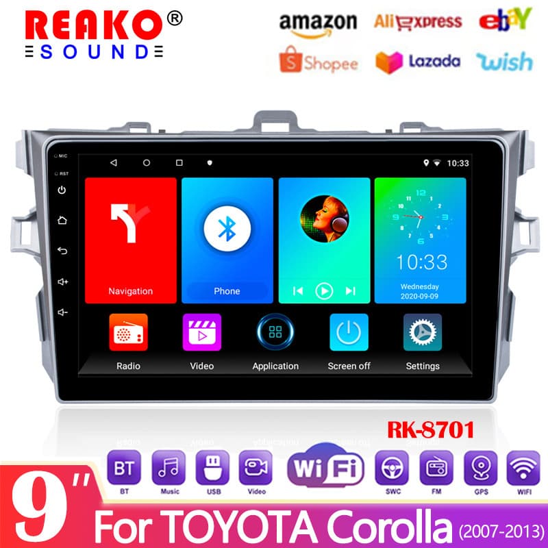 9-inch car navigation screen suitable for Toyota Corolla 07-13 car central control display Android player