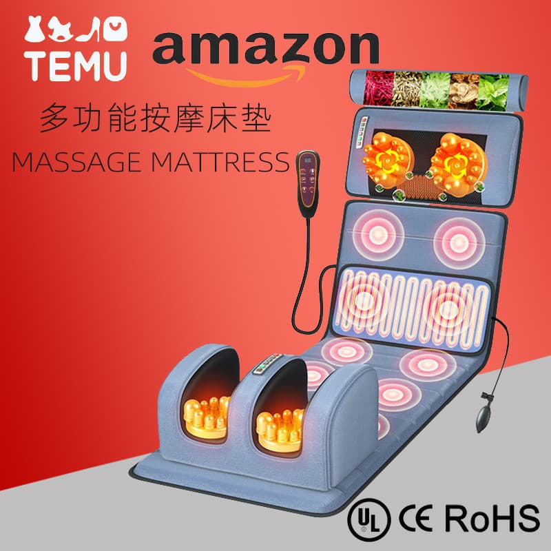 Source factory, cross-border foreign trade, full-body massage mattress with heating and lumbar airbags, massage mattress for home use.