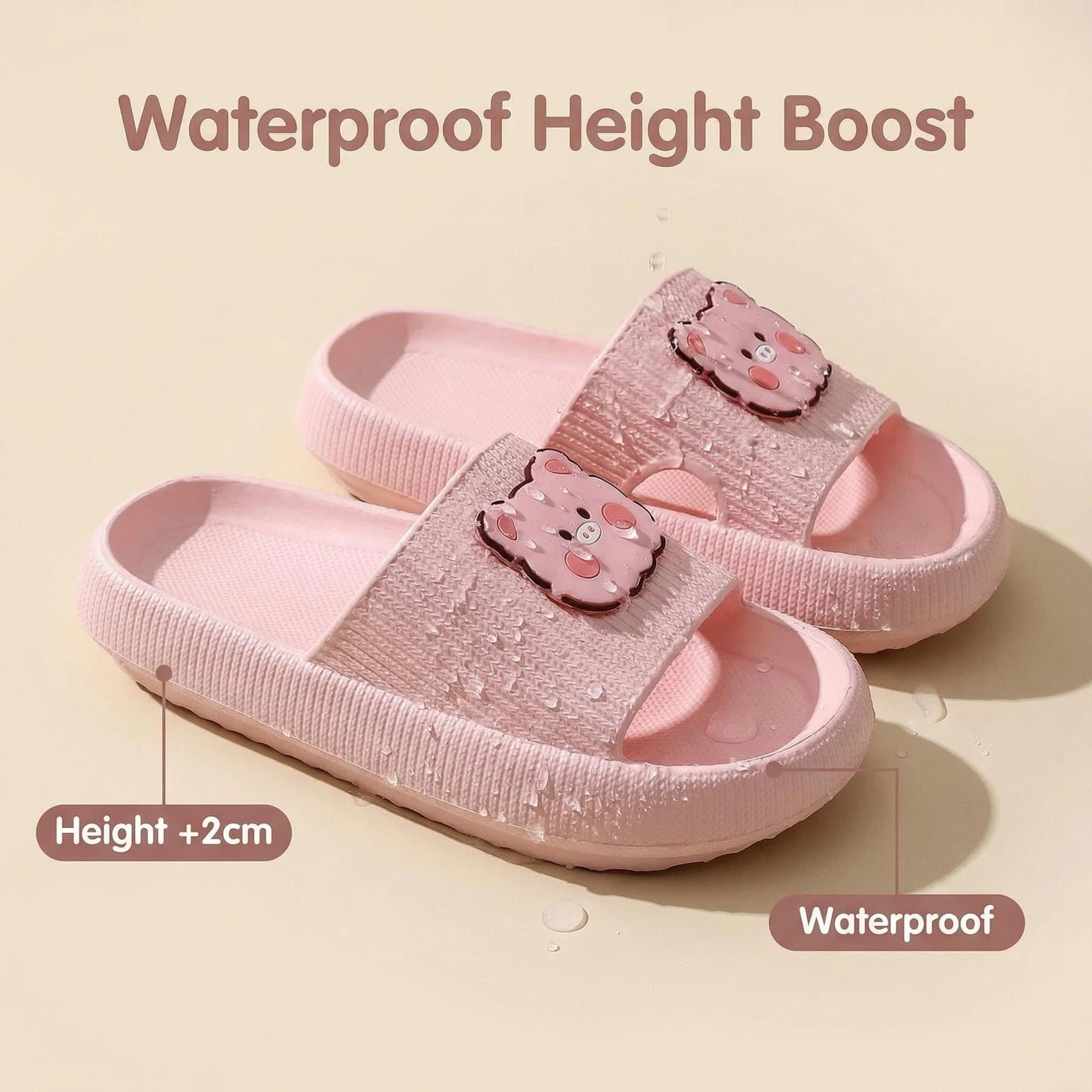 Pink Pig Slippers Cute Pink Pig Cartoon Sandals European American Thick Sole Heightening EVA Slippers Cross-border Exclusive Supply