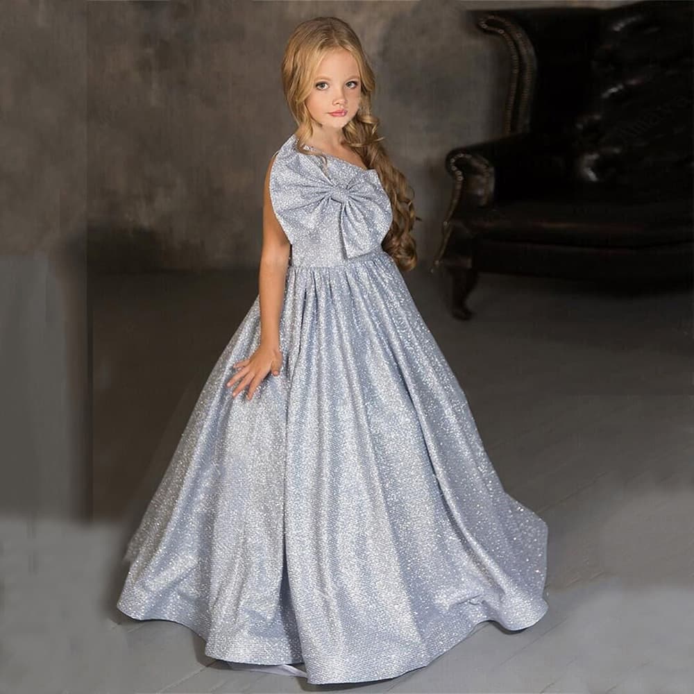 Gold Spray Children's Banquet Dress One-Shoulder Girl Piano Violin Performance Outfit Girls Birthday Model Catwalk