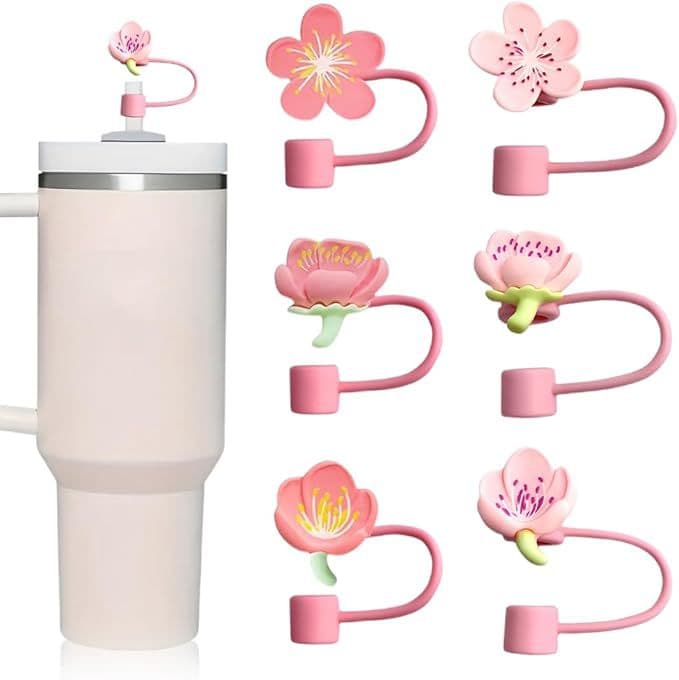Peach Blossom Straw Cap Stanley Accessories Dust Plug Flower Bud Beginning to Open Half Open Full Bloom Pink Series 10mm Straw Cover