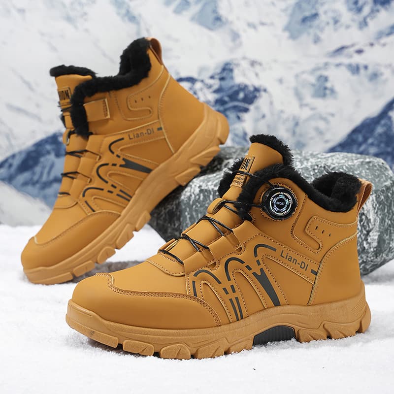 Winter fleece-lined warm high-top Martin boots, trendy outdoor snow boots, Korean style versatile men's boots, cross-border plus size cotton shoes