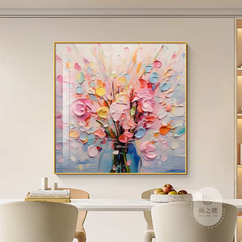 Restaurant decorative painting texture abstract flower dining room mural niche art new square living room bedroom hanging painting