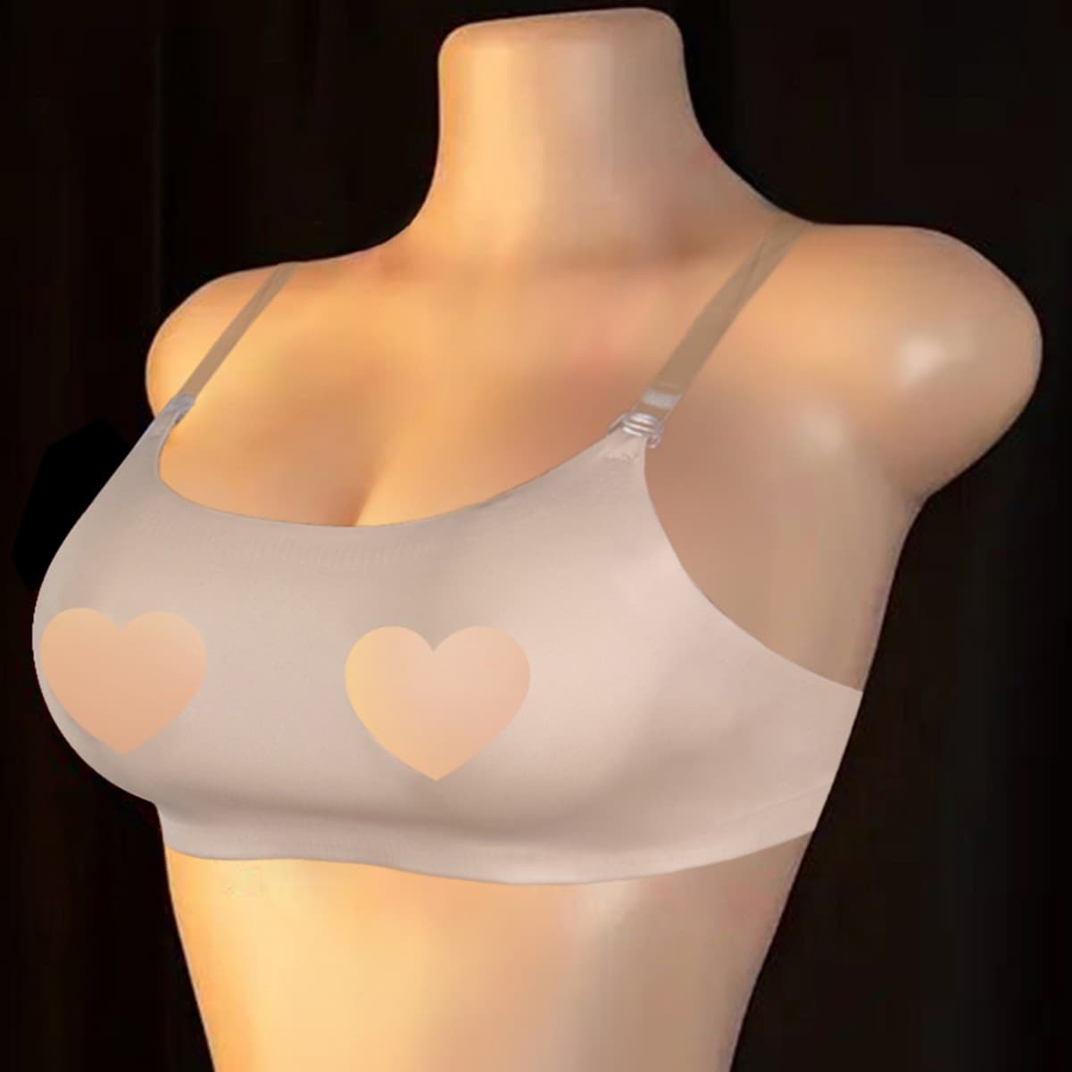 Cross-border foreign trade sexy skin color love hollow sexy underwear light, comfortable and breathable women's transparent shoulder strap bra