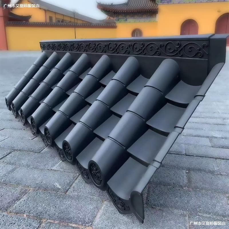 Antique-style integrated tile, resin tile, eave decorative plastic tile, small green tile, faux door head, Chinese-style courtyard glazed tile