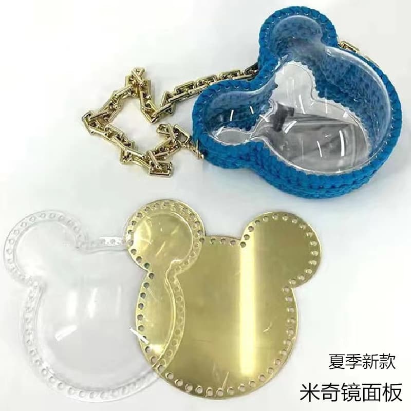 Summer Style DIY Mickey Gold and Silver Dual-Color Mirror Acrylic Woven Bag Reflective Mirror Panel Material Accessories