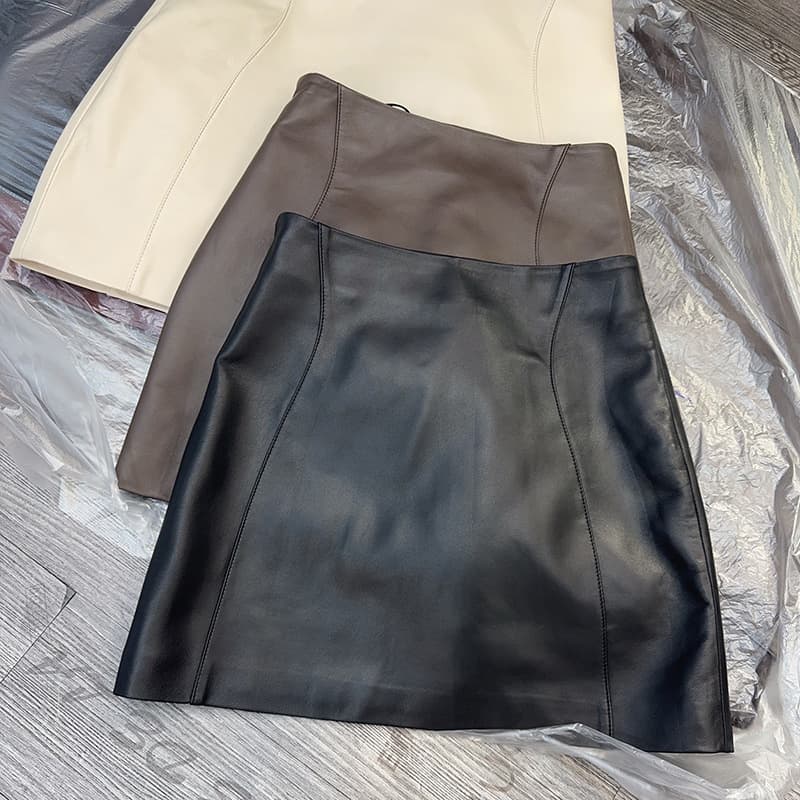 Genuine Leather Skirt for Women Top Layer Sheepskin Mini Skirt 2025 Autumn Winter New High Waist Anti-Exposure Versatile Korean Style A-Line Skirt