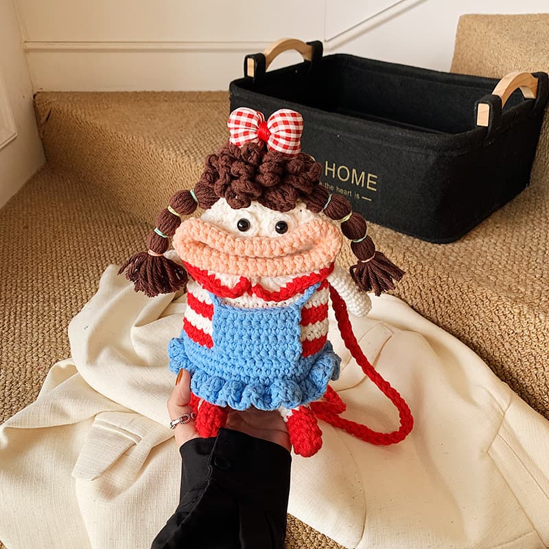 Cross-body Knitted Bag for Women, Novelty Funny Big Mouth Design, Cell Phone Bag Wholesale Export Bags