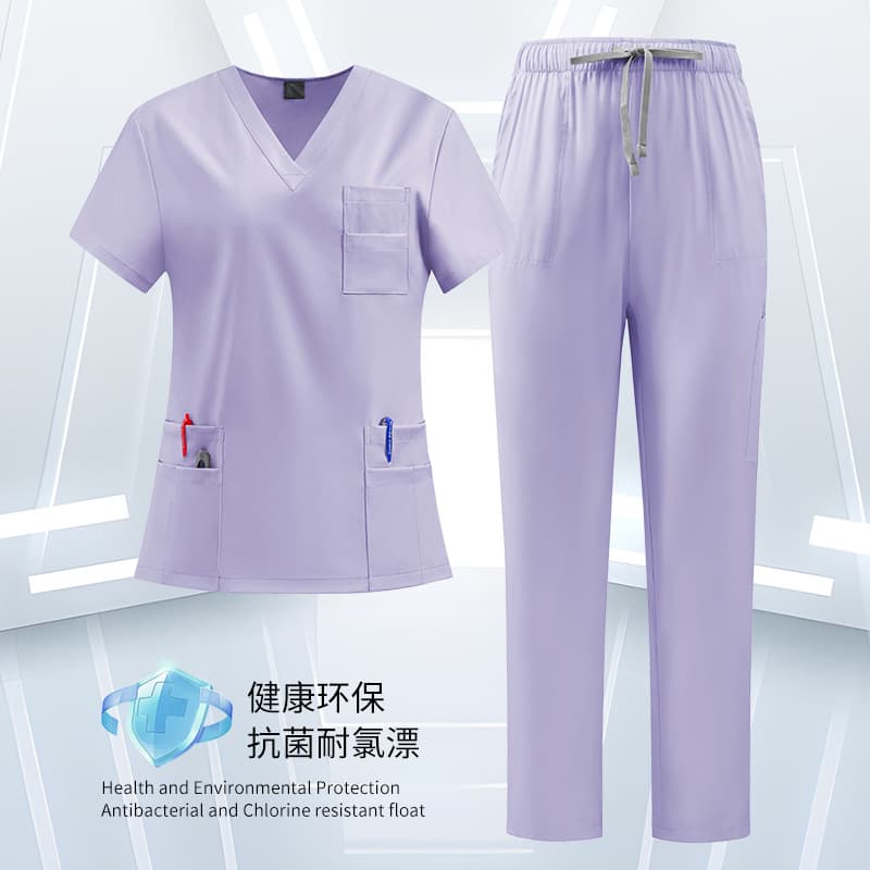 Quick Dry V-Neck Separate Style Medical Workwear Short Sleeve Pocket Four Sided Elastic Unisex Operating Room Set Comfortable Casual Style