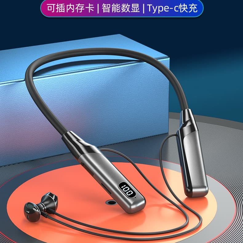 Cross-border Hot Selling Neckband Bluetooth Earphones with Ultra-long Battery Life and Noise Cancellation, Compatible with Apple and Huawei, Factory Customization