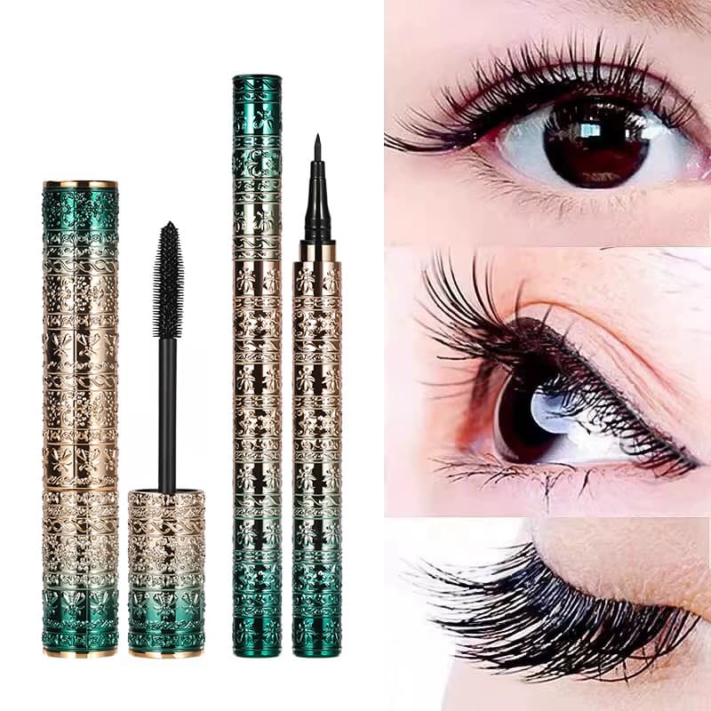 Yuli Yula Beautiful and Lively Eye Makeup Set Mascara Eyeliner Waterproof Lengthening Volumizing Curling Mascara