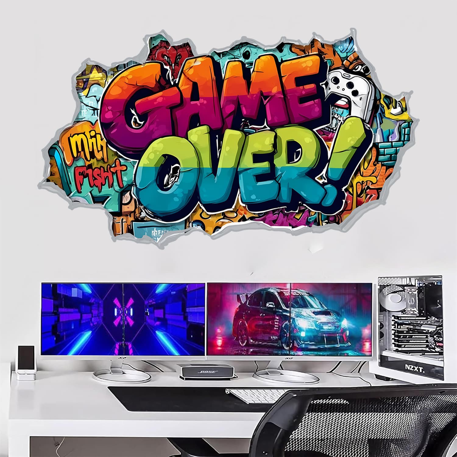 Cross-border Trade Gamer Sign 3D Through-Wall Sticker GAMER ZONE Gaming Room for Boys Bedroom
