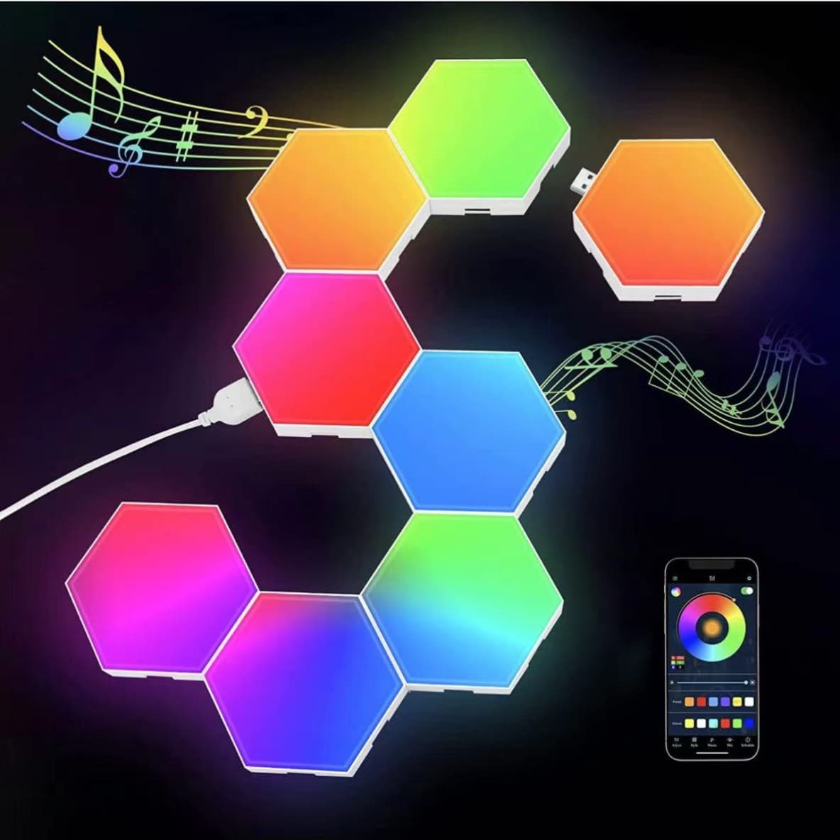 Cross-border WiFi, hexagonal spliced LED lights, quantum lights, electric smart pickup, honeycomb RGB ambient lights