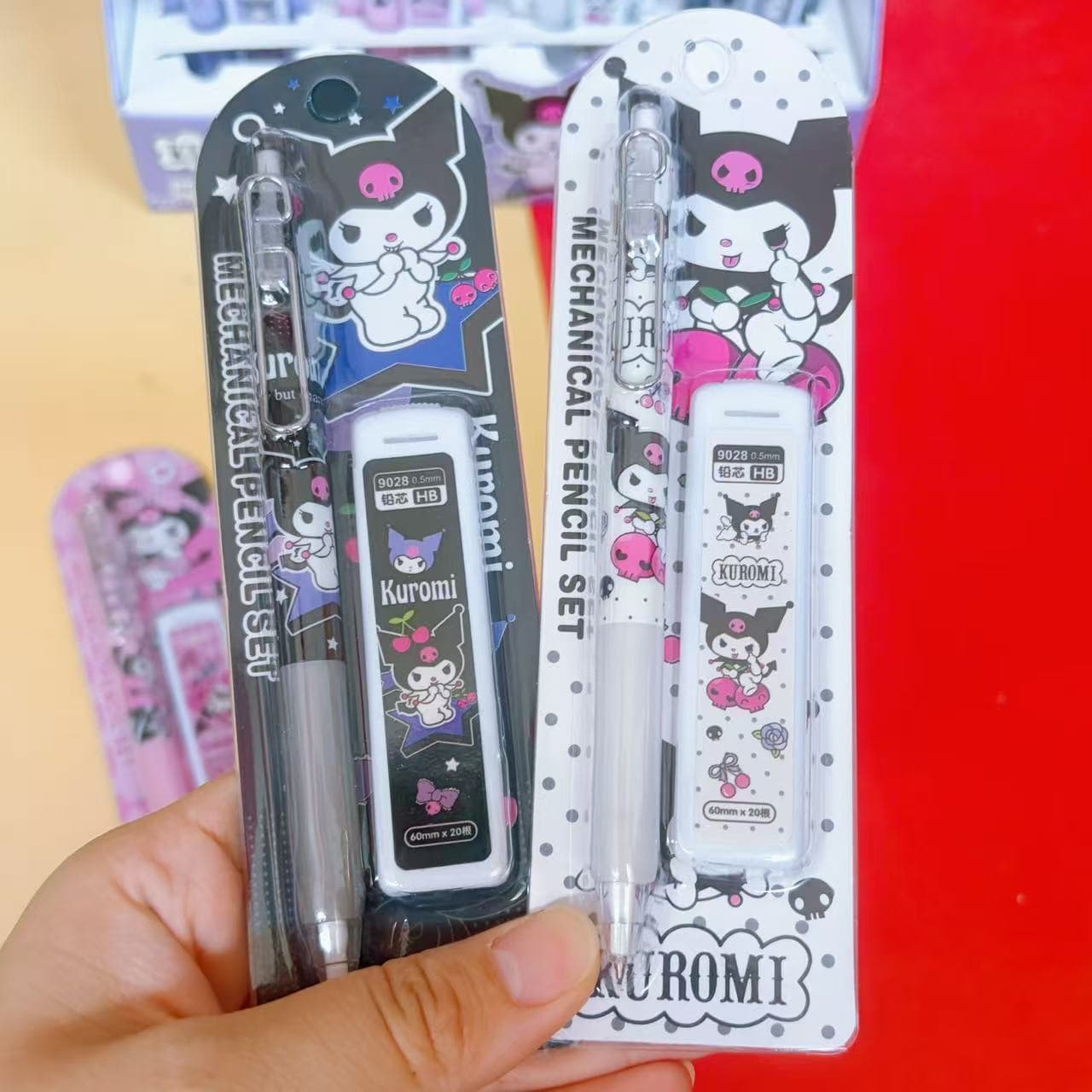 Kuromi Mechanical Pencil Set High Aesthetic Cat Retractable Pencil Student No-Sharpening Mechanical Pencil Children's Day Gift