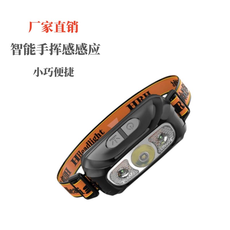 New LED headlamp with wave sensor, USB rechargeable, suitable for night running, fishing, and wholesale.