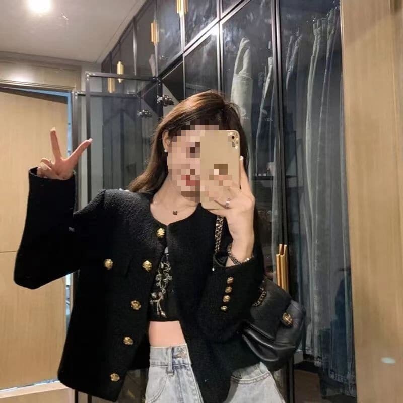 Women's short jacket with a Chanel-inspired style, new spring and autumn 2025 style, Korean chic and elegant long-sleeved top.
