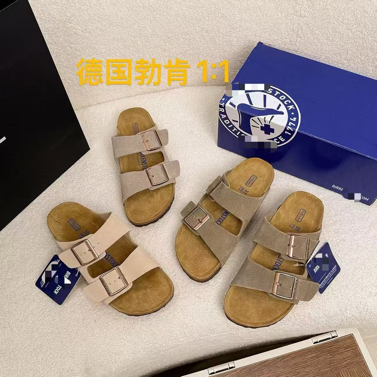 Birkenstock Cork Sole Sandals for Men and Women 2026 New Style Genuine Leather Double Buckle Two-Strap Retro Birkenstock Sandals
