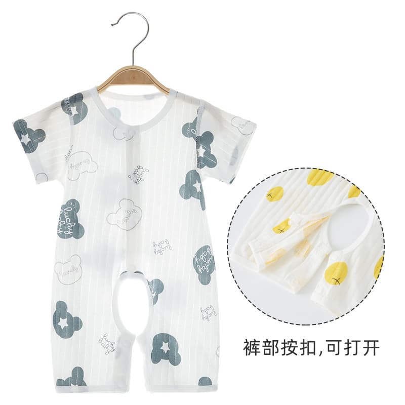 Baby Summer Romper Cotton Short Sleeve Crotchless Bodysuit Thin Seamless Onesie Newborn Baby Boy Jumpsuit