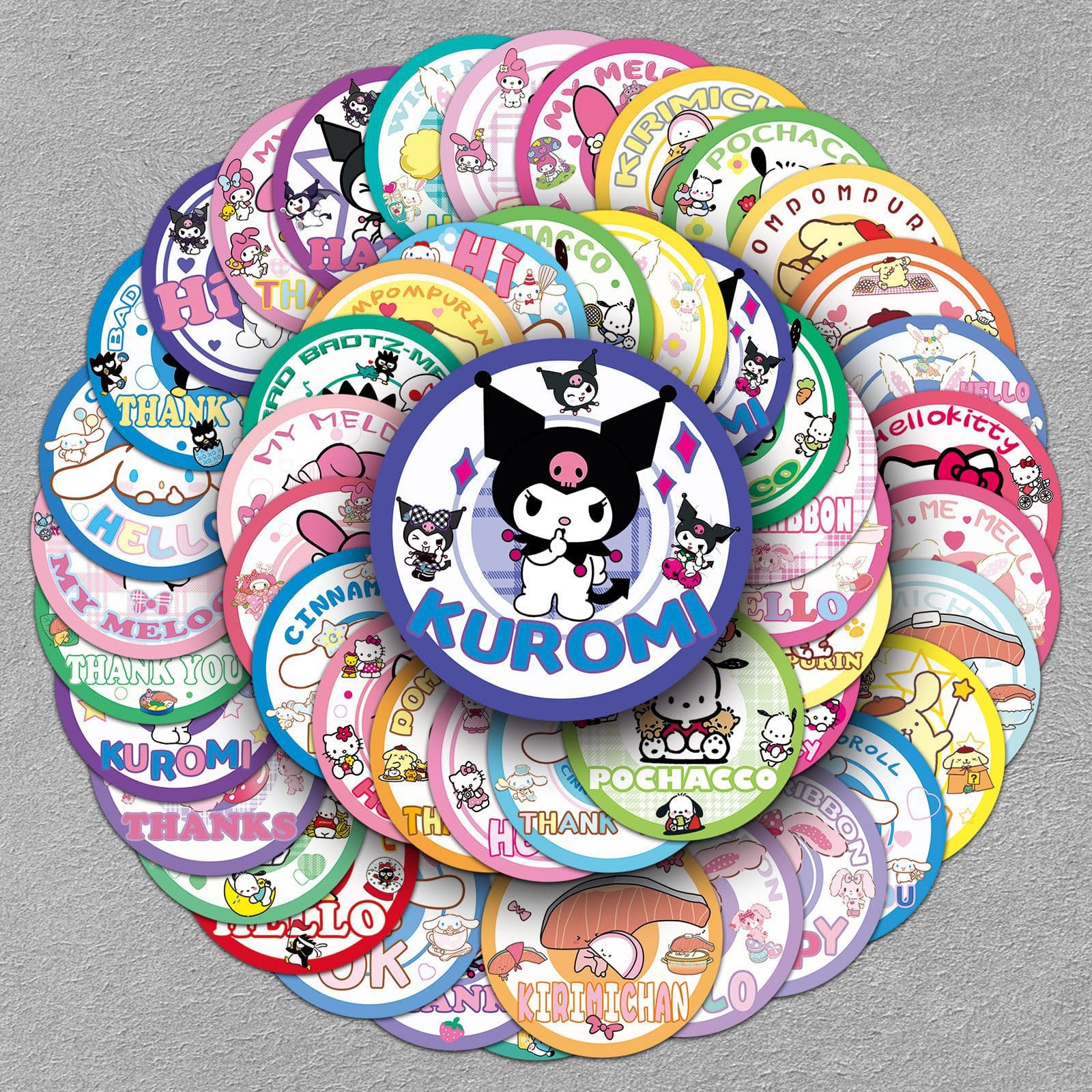 50 Pcs Sanrio Emblem Stickers Cute Cartoon Kawaii Penguin Waterproof Decorative Round Sealing Stickers Adorable Animal Designs