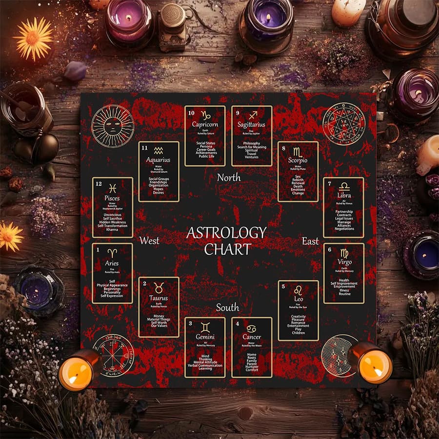Cross-Border Hot Selling Vintage Moon Phase Cat Altar Cloth Five-Pointed Star Tarot Card Black Oracle Mat Tarot Tablecloth Mat Cloth