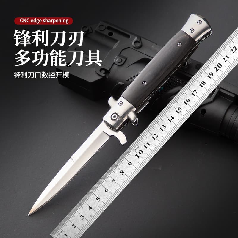 Retro side-jumping folding knife with ebony handle, high hardness, sharp, portable collection, outdoor pocket knife, tactical knife