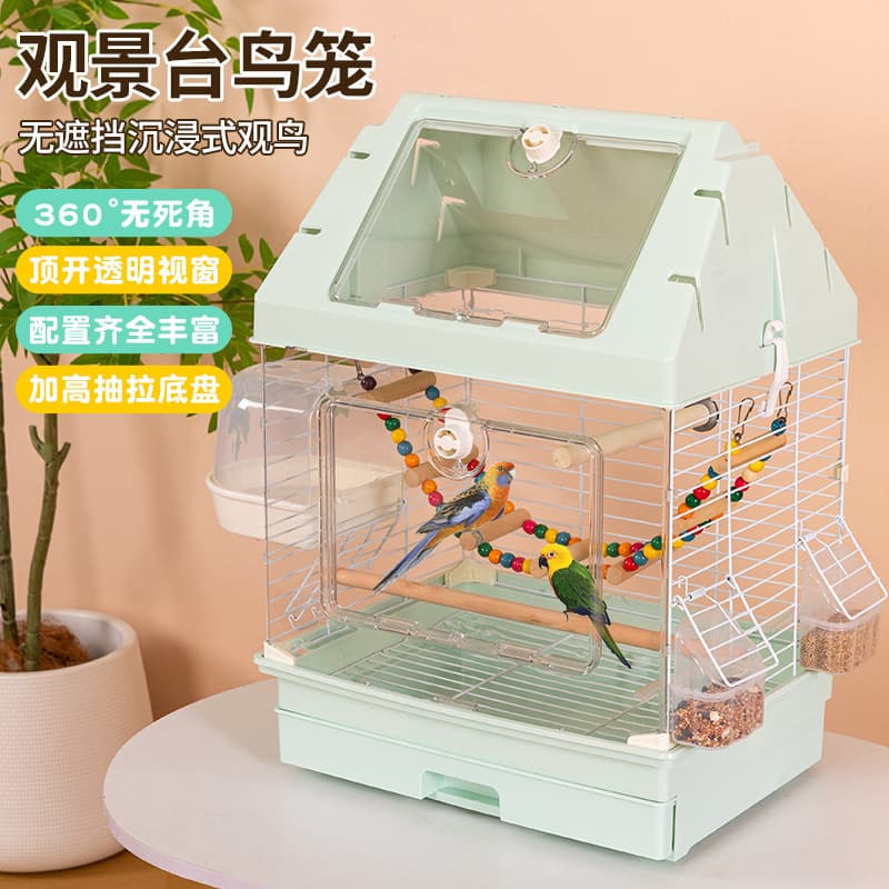 Bird Cage Parrot Cage Extra Large Home Large Transparent Parrot Cage Luxury Villa Splash-Proof Myna Cage Viewing